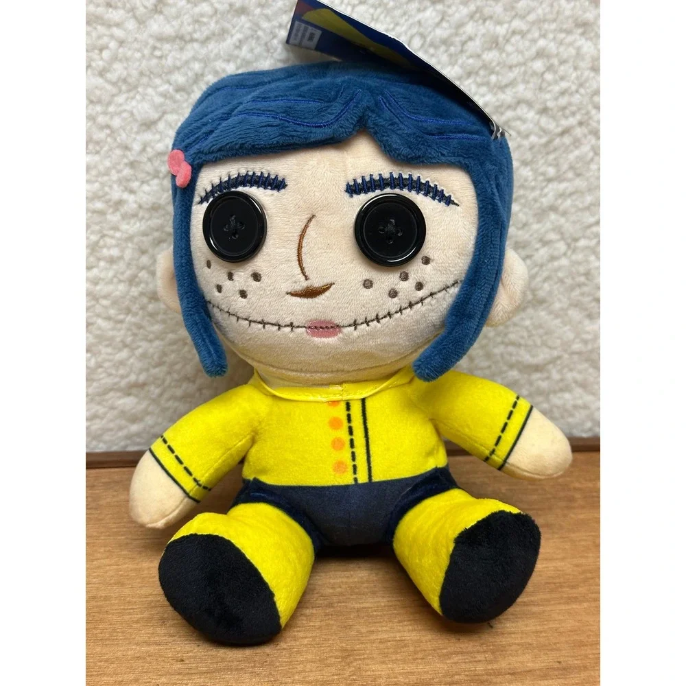 Kidrobot Coraline Plush Phunny Yellow Raincoat Button Eyes 8 Inch NWT